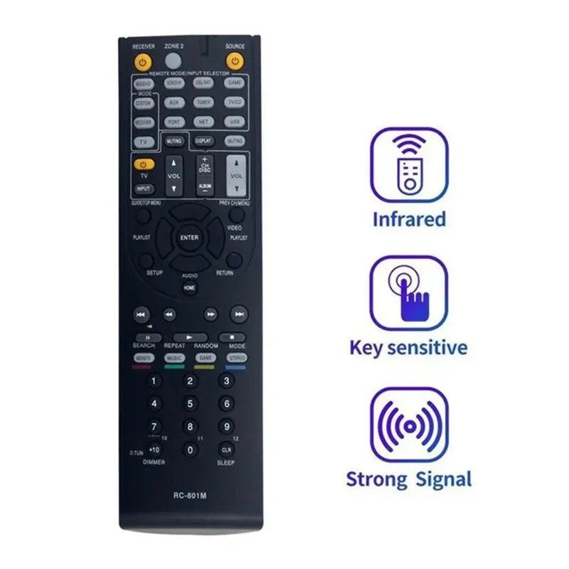 Mando a distancia IR RC-801M para receptor AV Onkyo, controlador inalámbrico infrarrojos ergonómico, reemplazo