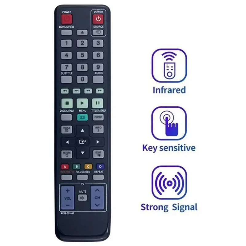 Mando a distancia infrarrojo AK59-00104R para reproductor Blu-ray DVD, uso directo, control inalámbrico IR con señal fuerte, reemplazo