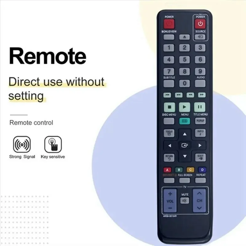Mando a distancia infrarrojo AK59-00104R para reproductor Blu-ray DVD, uso directo, control inalámbrico IR con señal fuerte, reemplazo