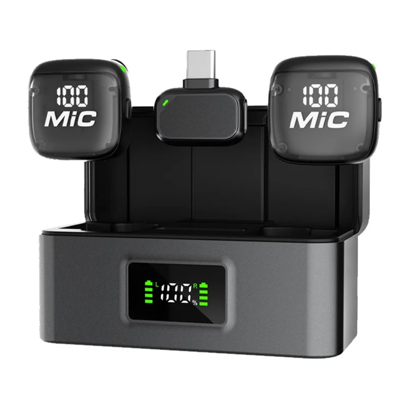 N13 Wireless Lavalier Microphone 100m Transmission 360 Degree Omnidirectional AI Noise Reduction Lavalier Mic for Vlog Live Stream - Type-C