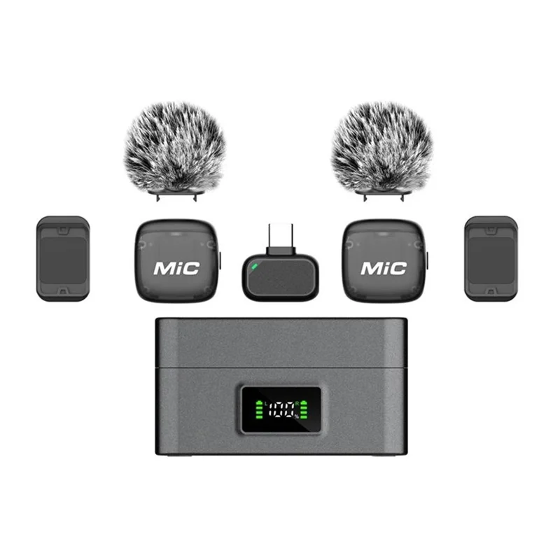 N13 Wireless Lavalier Microphone 100m Transmission 360 Degree Omnidirectional AI Noise Reduction Lavalier Mic for Vlog Live Stream - Type-C