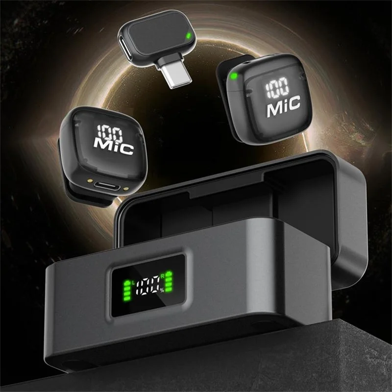N13 Wireless Lavalier Microphone 100m Transmission 360 Degree Omnidirectional AI Noise Reduction Lavalier Mic for Vlog Live Stream - Type-C
