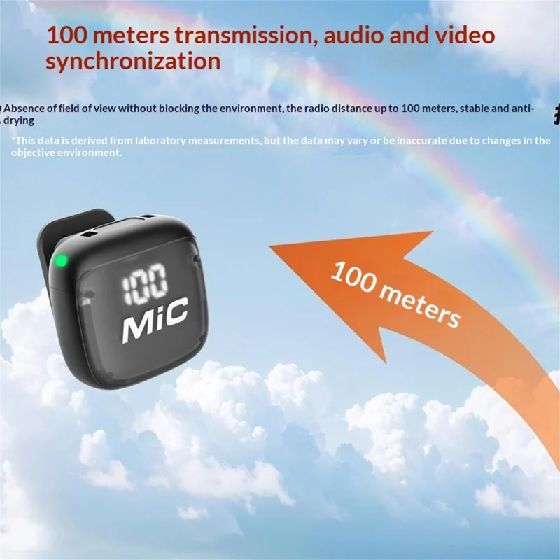 N13 Wireless Lavalier Microphone 100m Transmission 360 Degree Omnidirectional AI Noise Reduction Lavalier Mic for Vlog Live Stream - Type-C