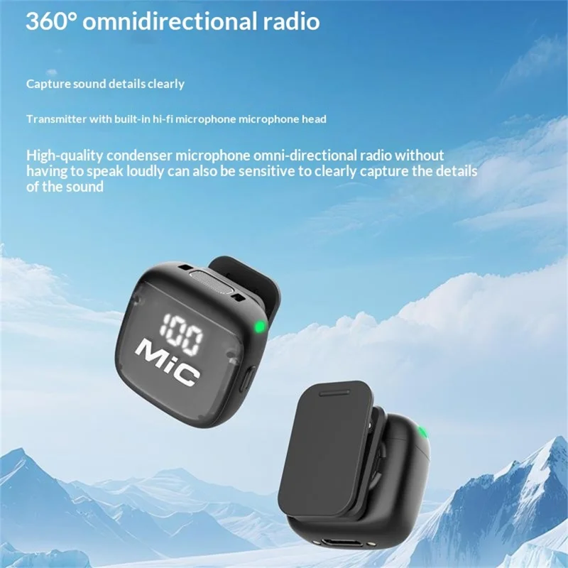 N13 Wireless Lavalier Microphone 100m Transmission 360 Degree Omnidirectional AI Noise Reduction Lavalier Mic for Vlog Live Stream - Type-C
