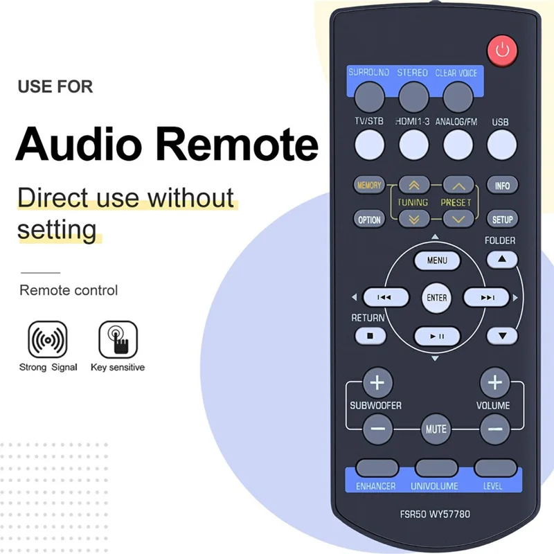 FSR50 WY57780 For Yamaha Soundbar Ergonomic Remote Control 8m Range Infrared Wireless Controller