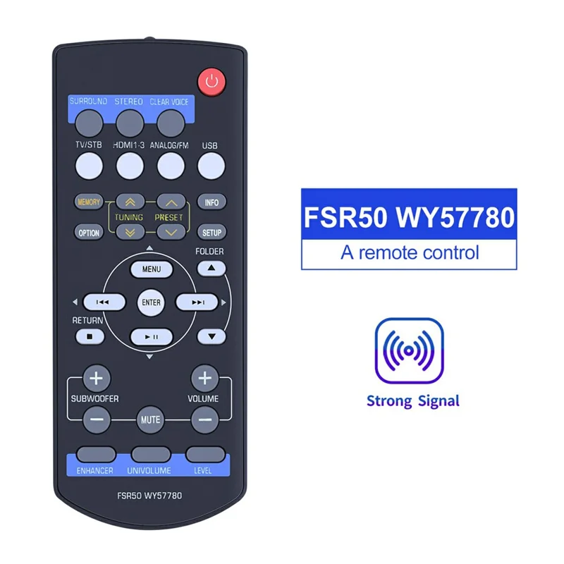 FSR50 WY57780 For Yamaha Soundbar Ergonomic Remote Control 8m Range Infrared Wireless Controller
