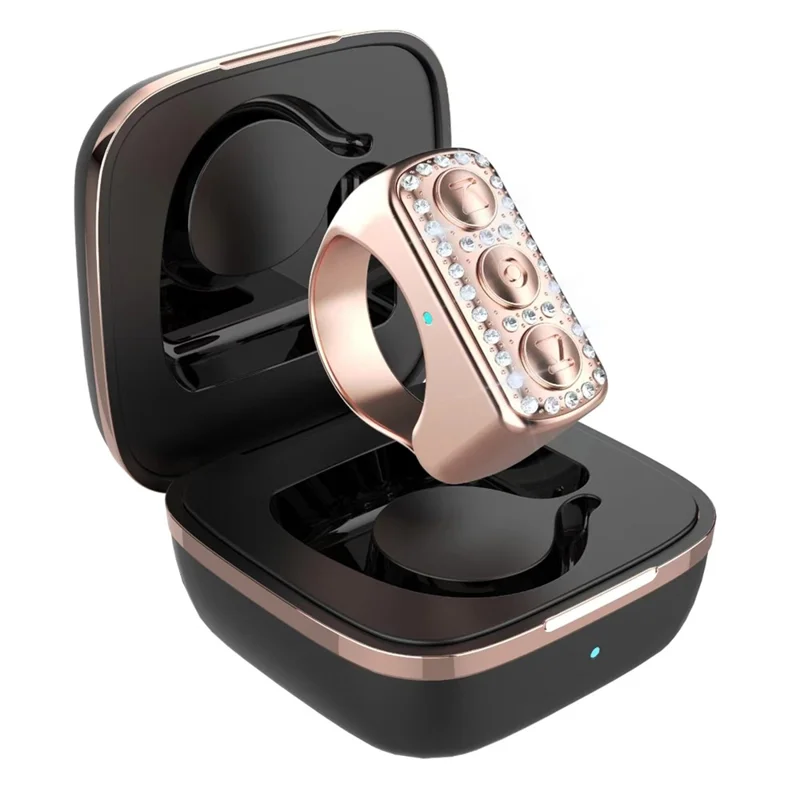 D03 Smart Ring Bluetooth-compatible Remote Control Diamond TikTok Scrolling Ring Camera Video Recording - Rose Pink