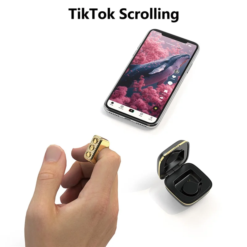 D03 Smart Ring Bluetooth-compatible Remote Control Diamond TikTok Scrolling Ring Camera Video Recording - Rose Pink