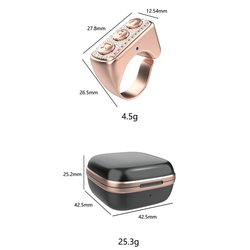 D03 Smart Ring Bluetooth-compatible Remote Control Diamond TikTok Scrolling Ring Camera Video Recording - Rose Pink