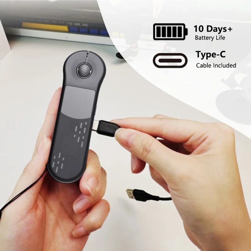 D13 Pro Ratón Inalámbrico con Control Remoto Bluetooth-compatible, Cambiador de Diapositivas PPT para TikTok YouTube - Gris Plata