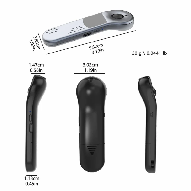 D13 Pro Ratón Inalámbrico con Control Remoto Bluetooth-compatible, Cambiador de Diapositivas PPT para TikTok YouTube - Gris Plata