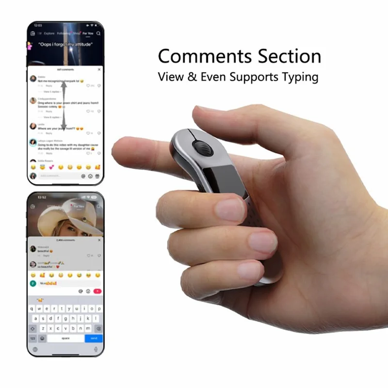 D13 Pro Ratón Inalámbrico con Control Remoto Bluetooth-compatible, Cambiador de Diapositivas PPT para TikTok YouTube - Gris Plata