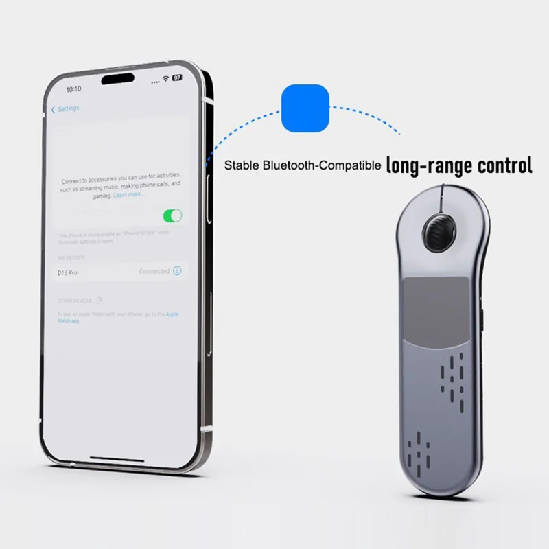 D13 Pro Ratón Inalámbrico con Control Remoto Bluetooth-compatible, Cambiador de Diapositivas PPT para TikTok YouTube - Gris Plata