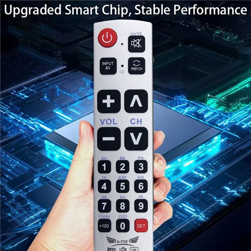A-TV2 Universalfernbedienung für Philips / Panasonic / Samsung / LG / Sharp TV Große Tasten Infrarot-Controller