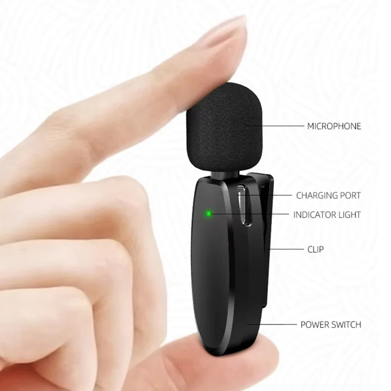 AP004 2Pcs Wireless Lavalier Microphone with Type-C Receiver Clip-on Mic for Phone Live Streaming Recording - Black