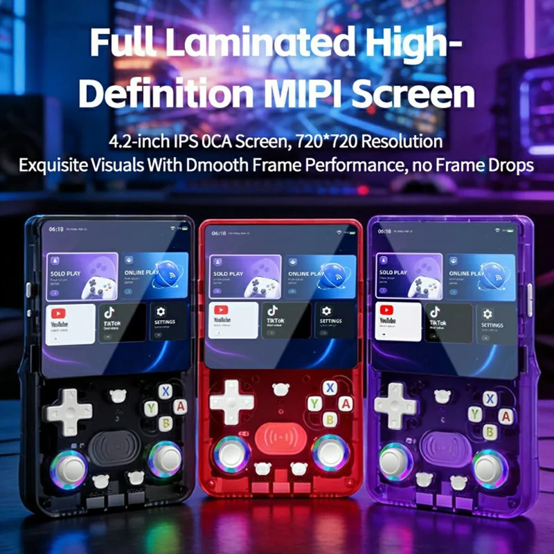 X3 Ultra Handheld Game Console 4.2 Inch IPS Screen Retro Classic Gamepad, 1+8GB - Transparent