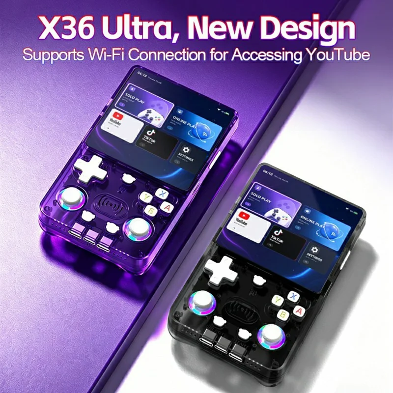 X3 Ultra Handheld Game Console 4.2 Inch IPS Screen Retro Classic Gamepad, 1+8GB - Transparent