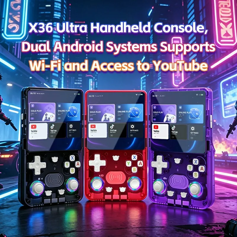 X3 Ultra Handheld Game Console 4.2 Inch IPS Screen Retro Classic Gamepad, 1+8GB - Transparent
