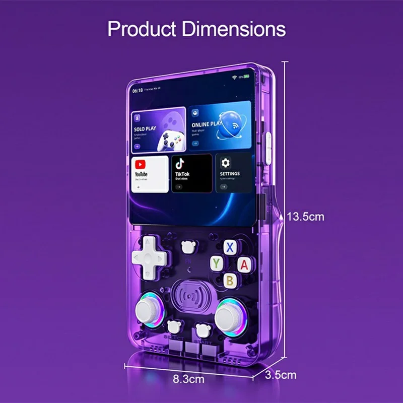 X3 Ultra Handheld Game Console 4.2 Inch IPS Screen Retro Classic Gamepad, 1+8GB - Transparent