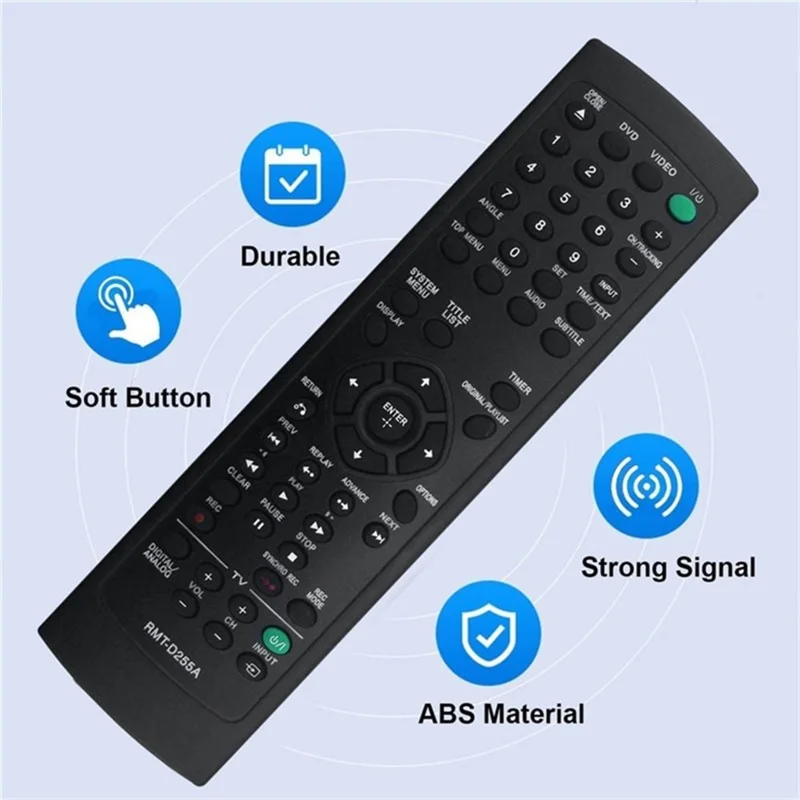 RMT-D255A IR Remote Control, 1-10m Range, 10m Unobstructed Reception, for Sony DVD Amplifiers