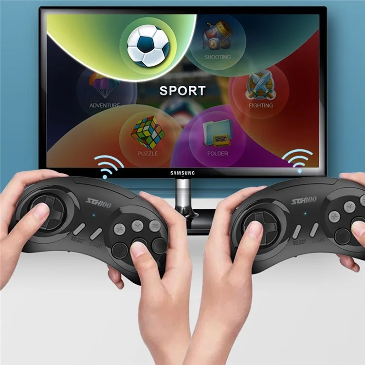 SG800 2.4G Wireless Handheld Video Game Console HD TV Game Stick Game Controllers Dual Gamepad Built-in 2700+ Games for Sega Mega Drive / Genesis