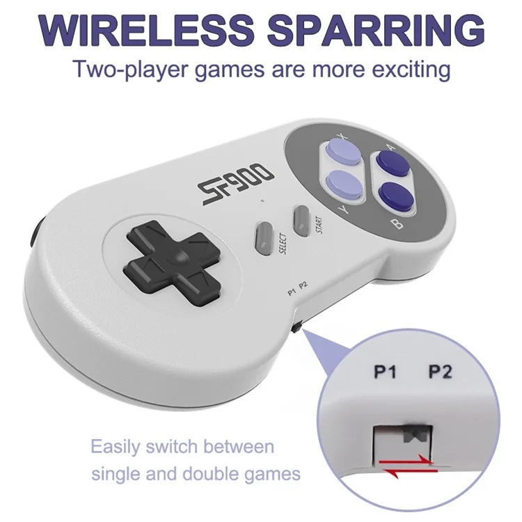 SF900 For Sega Mega Drive / Genesis 2.4G Wireless Game Controllers Video Game Double Player Handheld Console HD TV Game Stick Built-in 1500+ Games