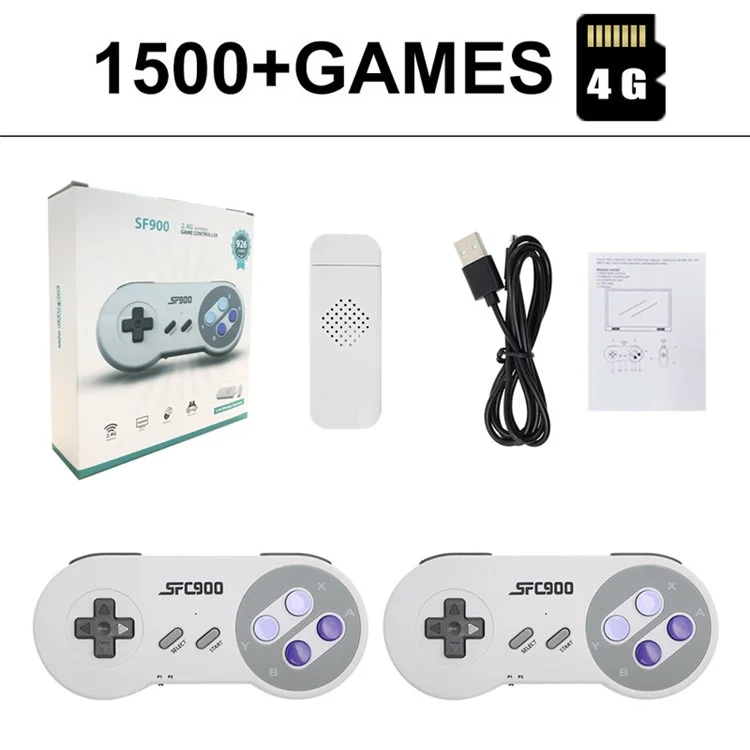 SF900 For Sega Mega Drive / Genesis 2.4G Wireless Game Controllers Video Game Double Player Handheld Console HD TV Game Stick Built-in 1500+ Games