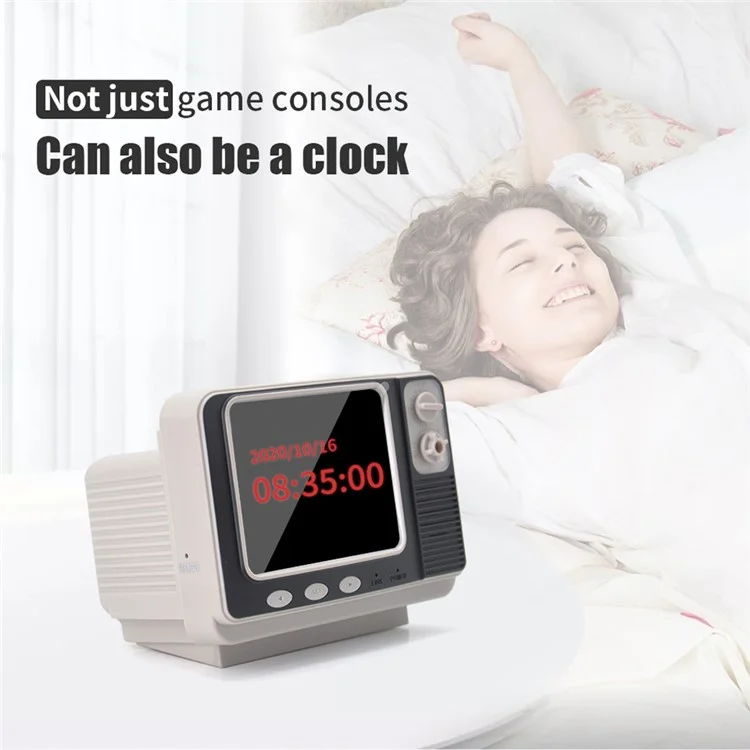 GV300 TV Shape Retro Game Console Game Machine Electronic Video Game Player with 2 Gamepads - Brown