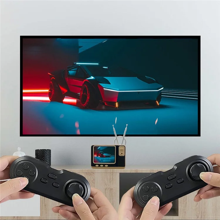 GV300 TV Shape Retro Game Console Game Machine Electronic Video Game Player with 2 Gamepads - Brown