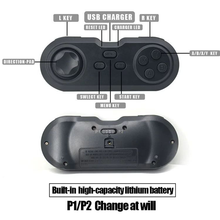 GV300 TV Shape Retro Game Console Game Machine Electronic Video Game Player with 2 Gamepads - Brown