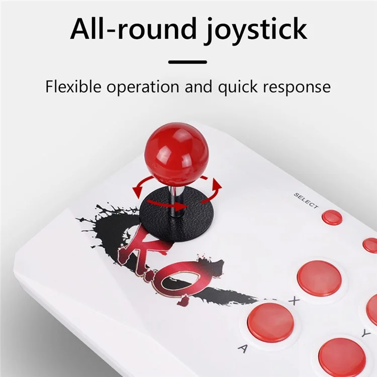 X6 Retro Arcade Game Console Joystick Fight Stick Buttons Fighting Game Stick Support 2000 Games - Red