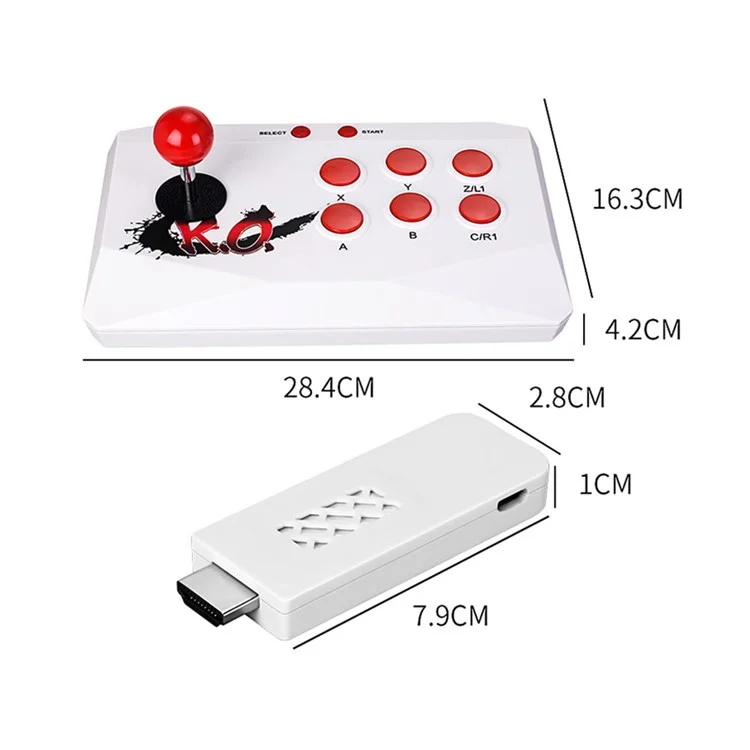 X6 Retro Arcade Game Console Joystick Fight Stick Buttons Fighting Game Stick Support 2000 Games - Red