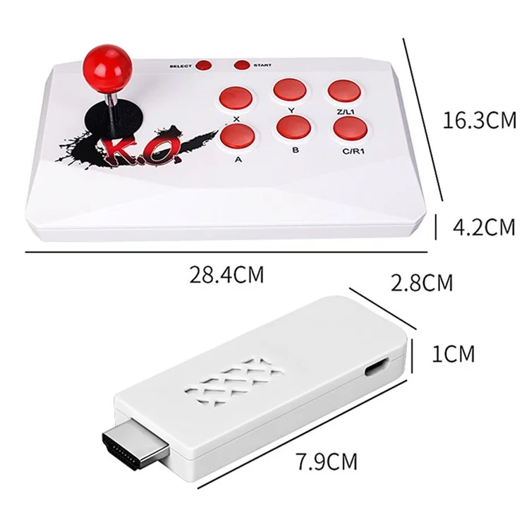 X6 Dual Game Console Game Stick Knöpfe Kampf Arcade Gamepad Joystick Support 2000 Spiele - Weiss