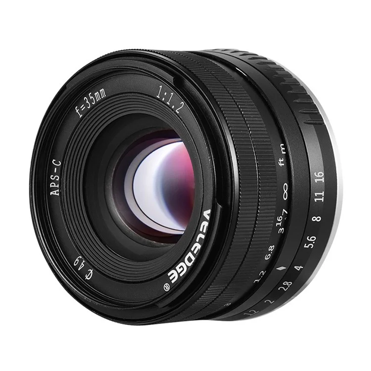 VELEDGE V-35 Objectif 35mm F1.2 Grande Ouverture Objectif Manuel Fixe pour Sony A6300 A6400 Appareil Photo Hybride NEX