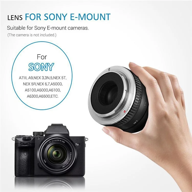 VELEDGE V-35 Objectif 35mm F1.2 Grande Ouverture Objectif Manuel Fixe pour Sony A6300 A6400 Appareil Photo Hybride NEX