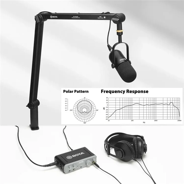 BOYA BY-DM500 Microphone d'enregistrement audio directionnel Cardioid XLR Studio Podcasting Chant