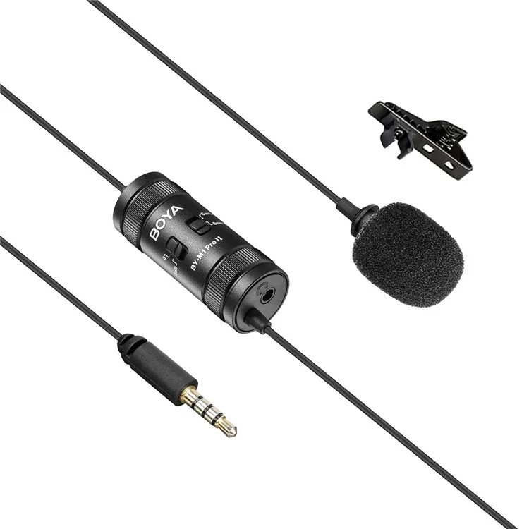 Boya BY-M1 Pro II Clif-on Microphone Omni-directional Mic Mic 3,5 mm TRRS Plig Avec un Câble 6m Pour le Caméscope de la Caméra Pour Smartphone