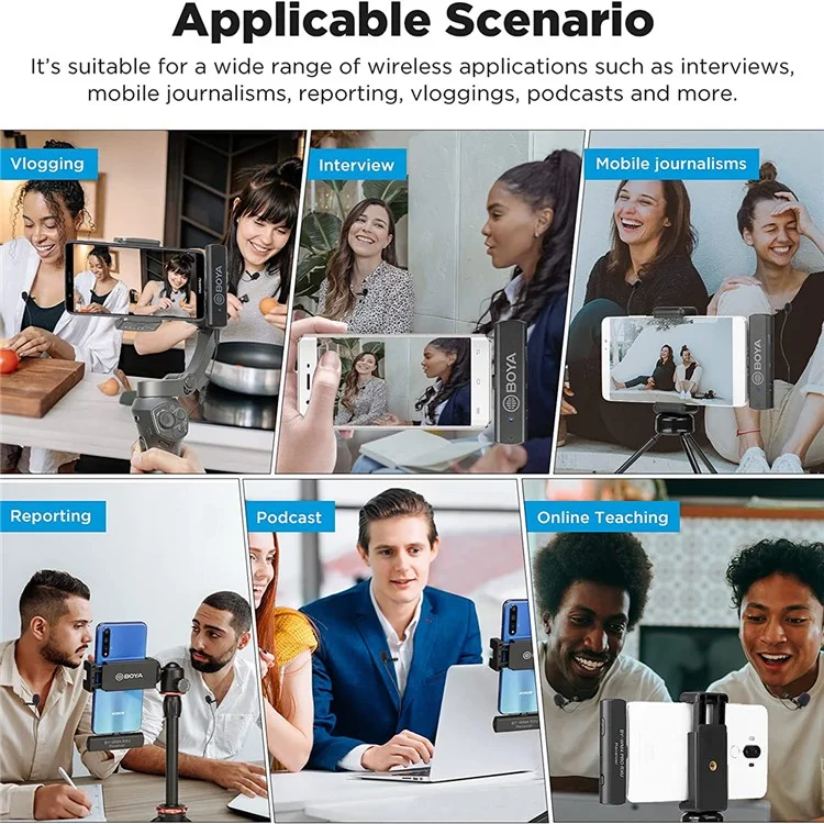 Boya BY-WM4 Pro K6 Dual Channel 2,4 GHz Sistema di Microfono Wireless Per Android / Dispositivi di Tipo c.