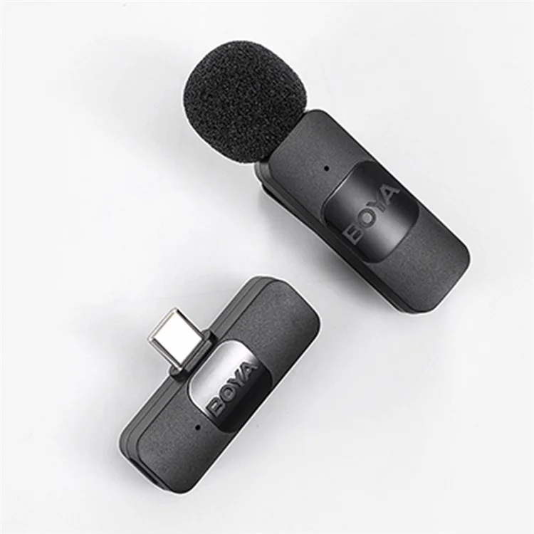 BOYA BY-V10 Microphone Lavalier sans Fil Professionnel Mini Enregistrement Téléphone avec 1 Émetteur + 1 Récepteur