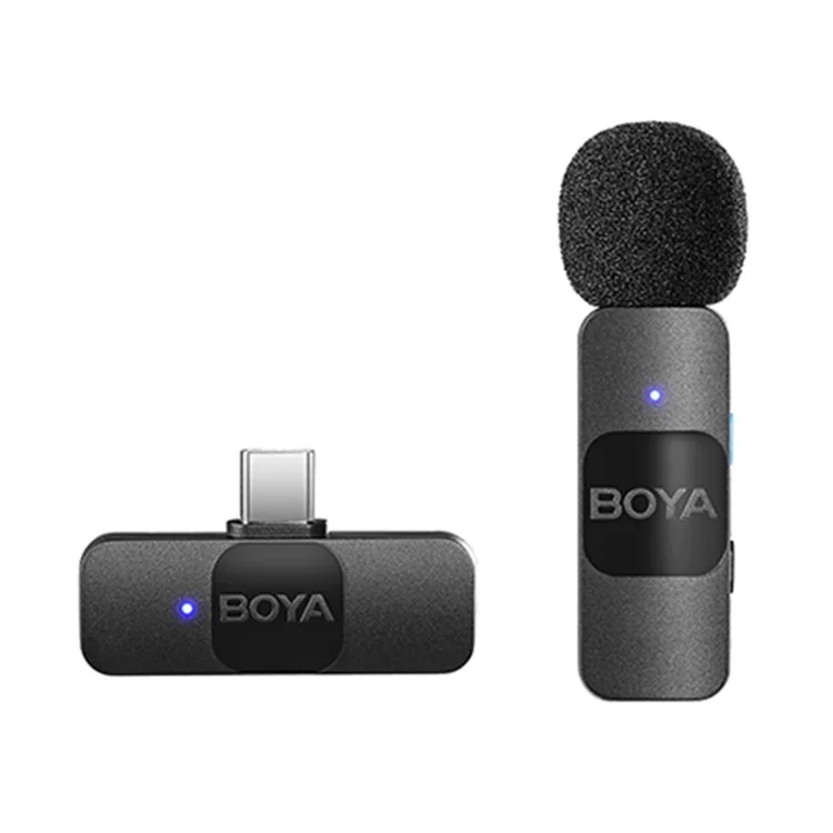 BOYA BY-V10 Microphone Lavalier sans Fil Professionnel Mini Enregistrement Téléphone avec 1 Émetteur + 1 Récepteur