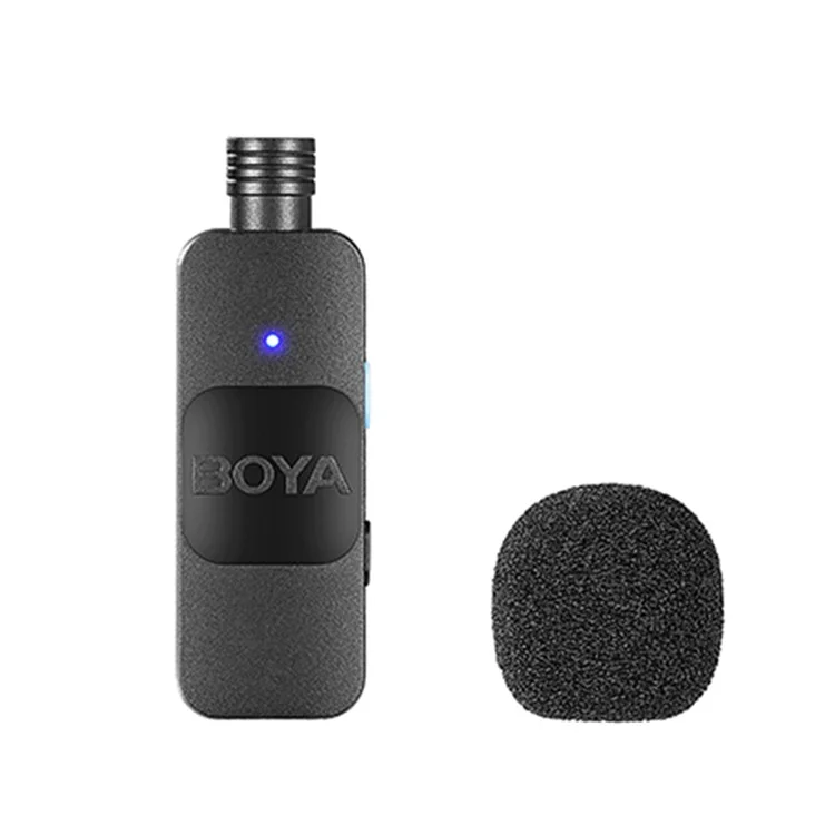 BOYA BY-V10 Microphone Lavalier sans Fil Professionnel Mini Enregistrement Téléphone avec 1 Émetteur + 1 Récepteur