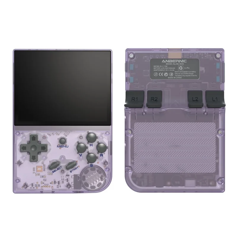 ANBERNIC RG35XX 3.5-inch IPS Display Retro Game Console 64GB Handheld Game Console - Transparent Purple