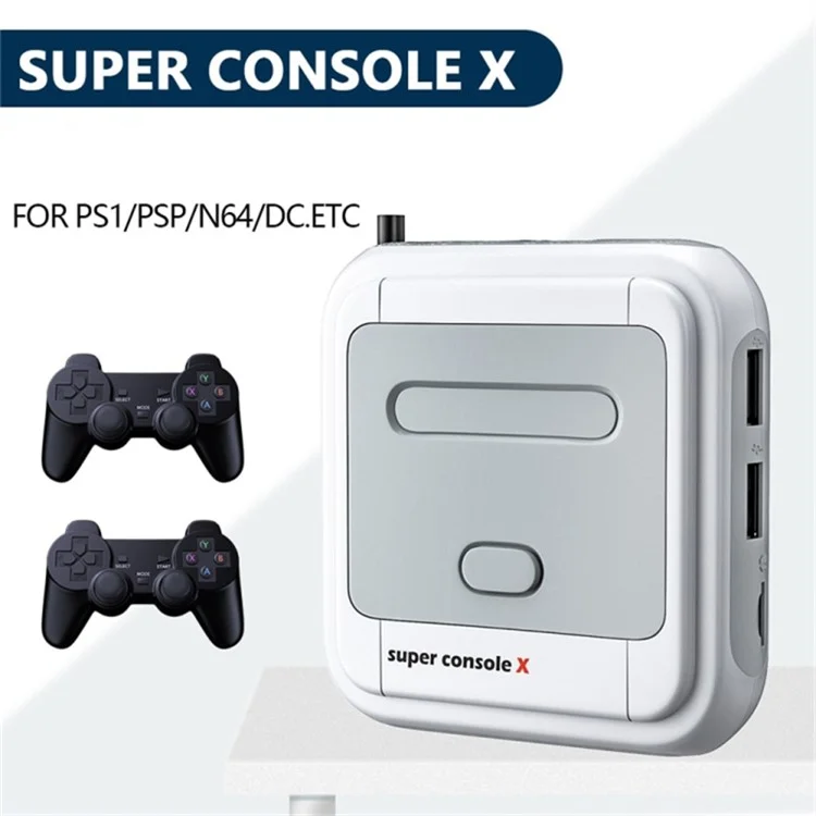 SUPER CONSOLE X Portable Mini Game Console with 2 Wireless Controller 3D HD Home Game Box (128GB) - US Plug