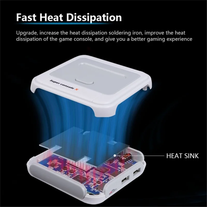 SUPER CONSOLE X Portable Mini Game Console with 2 Wireless Controller 3D HD Home Game Box (128GB) - UK Plug