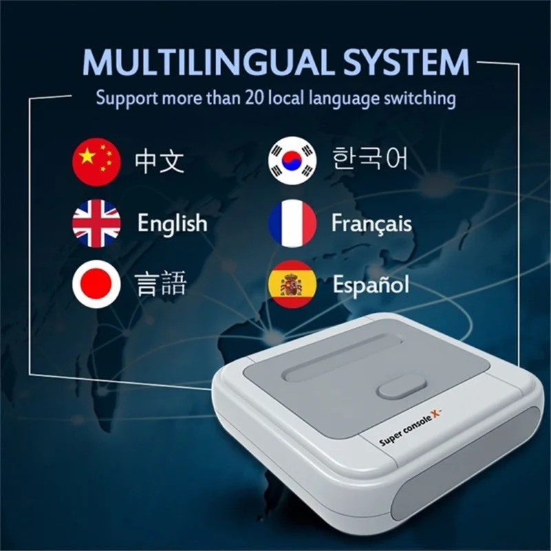 SUPER CONSOLE X Portable Mini Game Console with 2 Wireless Controller 3D HD Home Game Box (128GB) - UK Plug