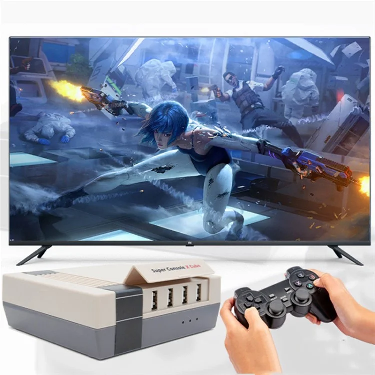 KINHANK Super Console X Cube HD Classic Game Console 64GB Retro Mini Video Games with 2 Wireless Controllers (EU Plug)