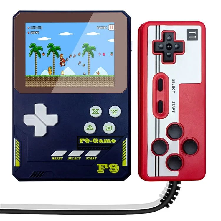 F9 Kinder-Handheld-Spielekonsole 3,5-Zoll-LCD-Bildschirm Retro-Handheld-Videospiel-Geschenk unterstützt zwei Spieler - Dunkelblau