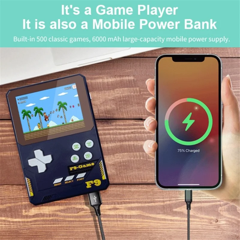 F9 Kids Handheld Game Console 3,5-inch LCD-scherm Retro Handheld Videospelcadeau met ondersteuning voor twee spelers - Dieproze