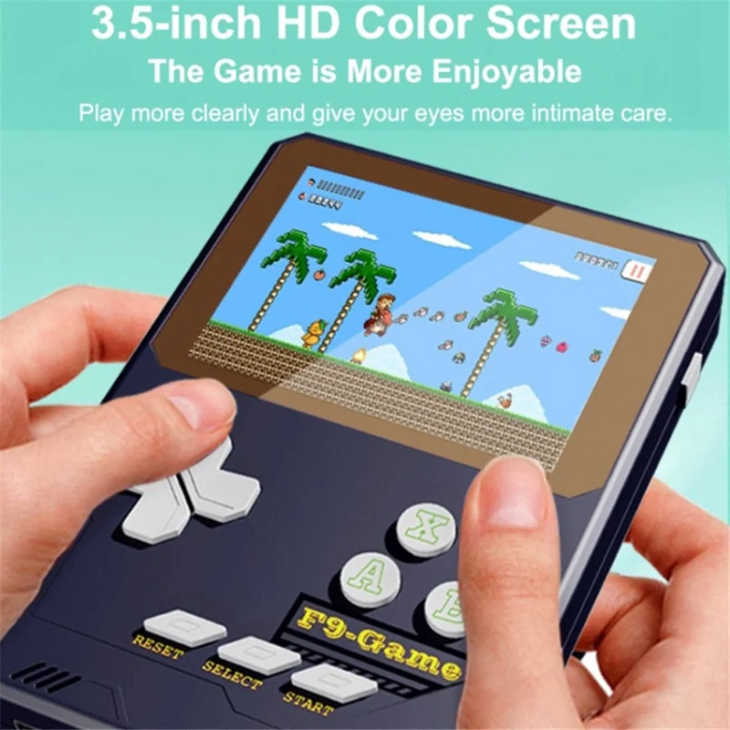 F9 Kids Handheld Game Console 3,5-inch LCD-scherm Retro Handheld Videospelcadeau met ondersteuning voor twee spelers - Dieproze