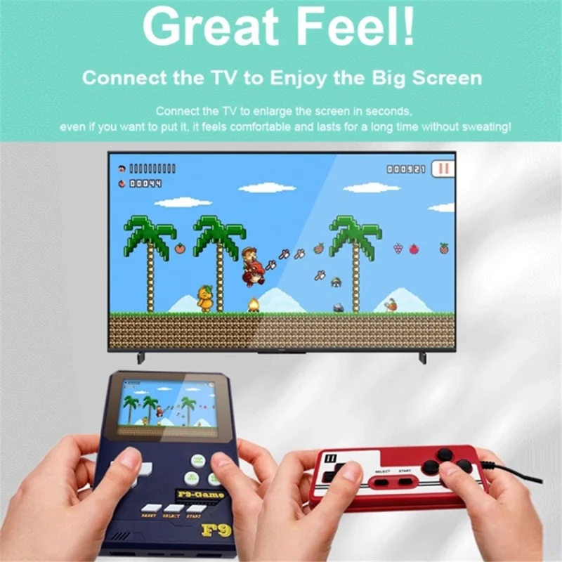 F9 Kids Handheld Game Console 3,5-inch LCD-scherm Retro Handheld Videospelcadeau met ondersteuning voor twee spelers - Dieproze